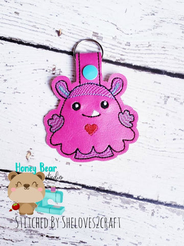Little WAVES Monster Heart Valentine snap tab, or eyelet fob for 4x4  DIGITAL DOWNLOAD embroidery file ITH In the Hoop Jan 17 2019