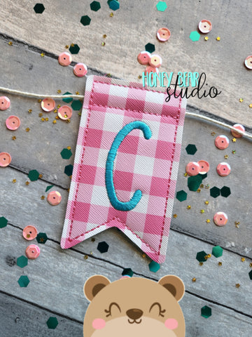 AddiePoo Font Alphabet Letter C Flag Banner Piece 4x4 DIGITAL DOWNLOAD embroidery file ITH In the Hoop 0322