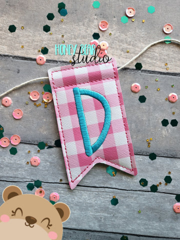 AddiePoo Font Alphabet Letter D Flag Banner Piece 4x4 DIGITAL DOWNLOAD embroidery file ITH In the Hoop 0322