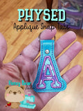 PhysEd Font Letter A  Applique  snap tab, or eyelet fob for 4x4  DIGITAL DOWNLOAD embroidery file ITH In the Hoop