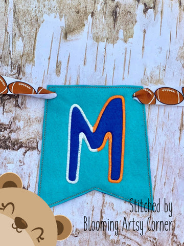 Applique Alphabet Letter M Party Pumpkin Banner Piece for 4x4, 5x7, DIGITAL DOWNLOAD embroidery file ITH In the Hoop