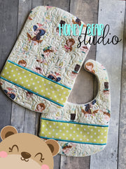 Bib N Burp Plain Line Applique Baby 8x12 Embroidery FILE Digital DOWNLOAD In the Hoop HBS 0622