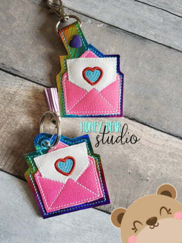 Applique Love Letters Envelope Snap Tab, Eyelet SET DIGITAL DOWNLOAD embroidery file ITH In the Hoop 0122