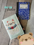 Maneki Neko Beckoning Cat Lucky Cover for Mini Composition Book 5x7 DIGITAL DOWNLOAD embroidery file ITH In the Hoop 0621