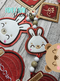 Door Hanger mobile CNY Lunar New Year Rabbit 2023 for 4x4, 5x7  DIGITAL DOWNLOAD embroidery file ITH In the Hoop 0123