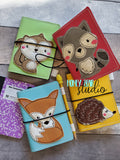 Woodland Animals 4 Pack Covers for Mini Composition Book 5x7 DIGITAL DOWNLOAD embroidery file ITH In the Hoop 1121