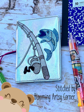 MCB Gone Fishing Emoji Cover ONLY for Mini Composition Book 5x7 DIGITAL DOWNLOAD embroidery file ITH In the Hoop Oct 2019