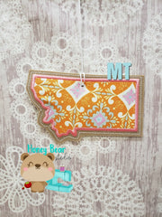 Montana State Applique Christmas Ornament Mt 4x4 5x7 DIGITAL DOWNLOAD embroidery file ITH In the Hoop