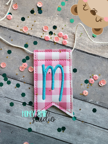 AddiePoo Font Alphabet Letter M Flag Banner Piece 4x4 DIGITAL DOWNLOAD embroidery file ITH In the Hoop 0322
