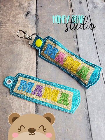 MAMA Block Letters Chenille-Type Back Pocket Lip Balm Holder 4x4 and 5x7 DIGITAL DOWNLOAD embroidery file ITH In the Hoop 0123