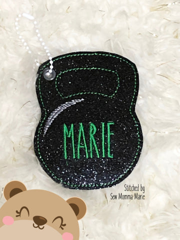 Kettle Bell Taggie, luggage gift tags, eyelet for 4x4  DIGITAL DOWNLOAD embroidery file ITH In the Hoop Sep 2020