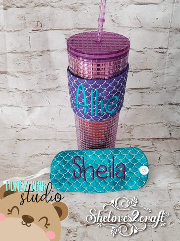 Mermaid Scales Quilted Mug WRAP 5x7, 6x10 SET DIGITAL DOWNLOAD embroidery file ITH In the Hoop 0522