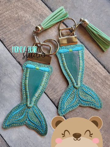 Mermaid Tail Clamp Fob zipper pull DIGITAL DOWNLOAD embroidery file ITH In the Hoop 0422
