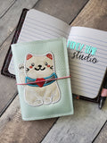 Maneki Neko Beckoning Cat Lucky Cover for Mini Composition Book 5x7 DIGITAL DOWNLOAD embroidery file ITH In the Hoop 0621