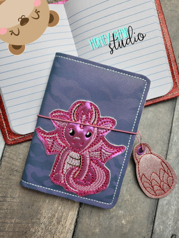 Kawaii Baby Dragon Cutie Cover for Mini Composition Book 5x7 DIGITAL DOWNLOAD embroidery file ITH In the Hoop 0123