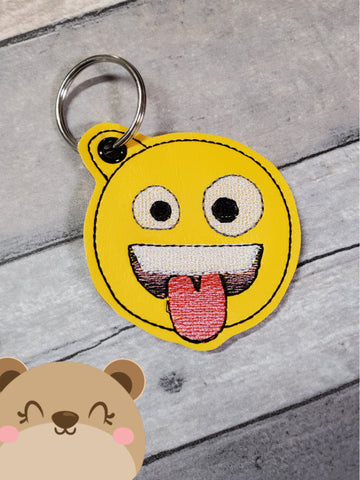 Mod Emoji Crazy Eyes Tongue Snap Tab, Eyelet SET DIGITAL DOWNLOAD embroidery file ITH In the Hoop 092020