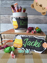 Candy Corn Halloween Applique Mug WRAP 5x7, 6x10 SET DIGITAL DOWNLOAD embroidery file ITH In the Hoop 0822