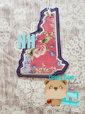 New Hampshire State Applique Christmas Ornament MS 4x4 5x7 DIGITAL DOWNLOAD embroidery file ITH In the Hoop