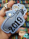 New Year 2019 Popping Bottle Snap Tab, Eyelet SET DIGITAL DOWNLOAD embroidery file ITH In the Hoop Dec 12 2018