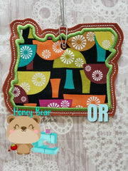 Oregon State Applique Christmas Ornament MS 4x4 5x7 DIGITAL DOWNLOAD embroidery file ITH In the Hoop