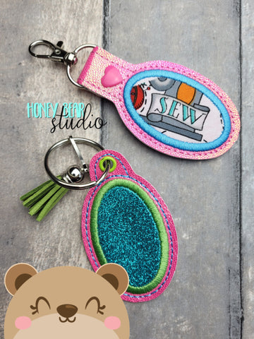 Simple Shapes Oval Applique Snap Tab, Eyelet Fob 4x4 SET DIGITAL DOWNLOAD embroidery file ITH In the Hoop 0223