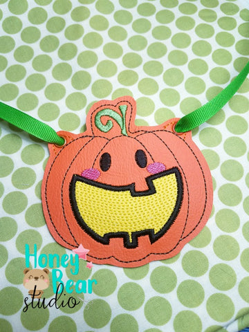 Party Pumpkin Banner Piece for 4x4, 5x7, 6x10, 8x12 DIGITAL DOWNLOAD embroidery file ITH In the Hoop