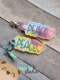 Peace Heart Snap Tab, Eyelet SET DIGITAL DOWNLOAD embroidery file ITH In the Hoop 0322