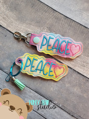 Peace Heart Snap Tab, Eyelet SET DIGITAL DOWNLOAD embroidery file ITH In the Hoop 0322
