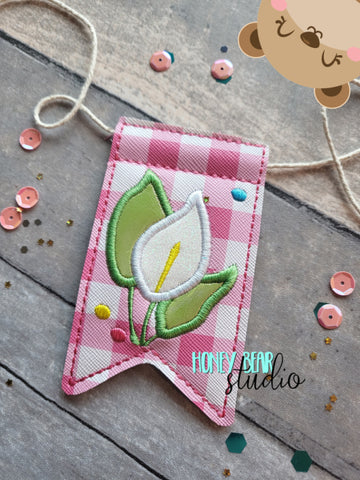 AddiePoo Peace Lily Easter Flag Banner Piece 4x4 DIGITAL DOWNLOAD embroidery file ITH In the Hoop 0422