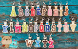 PhysEd Font FULL ALPHABET A-Z  Applique  snap tab, or eyelet fob for 4x4  DIGITAL DOWNLOAD embroidery file ITH In the Hoop