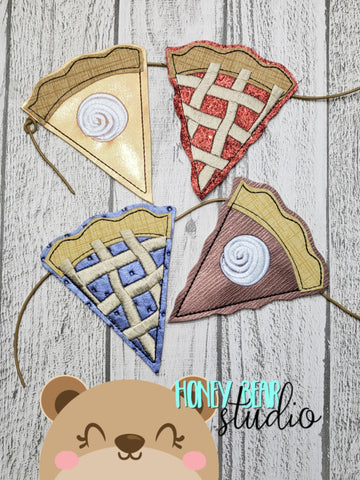 Piece of Pie Lattice and Dollop Flag Banner Piece 4x4 DIGITAL DOWNLOAD embroidery file ITH In the Hoop 1122