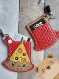 Pizza Pie Slice Kawaii Foods Gift Card Holder Applique 4x4, 5x7 Snap Tab, Eyelet SET DIGITAL DOWNLOAD embroidery file ITH In the Hoop 0922