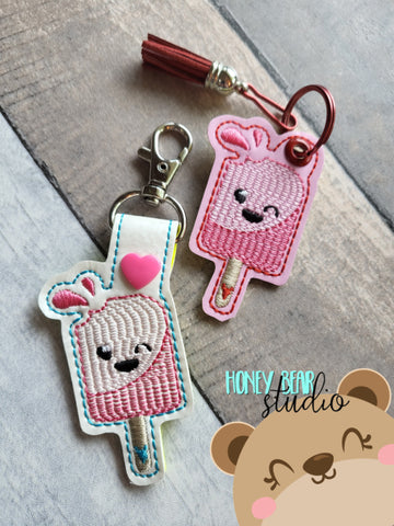 Popsicle Kawaii Ice treat snap tab, or eyelet key fob  set 4x4  DIGITAL DOWNLOAD embroidery file ITH In the Hoop 0422