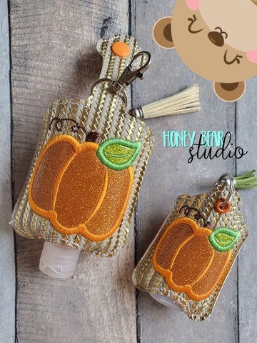 Pumpkin Applique Sanitizer Holder 4x4 And 5x7 single hooping DIGITAL DOWNLOAD embroidery file ITH In the Hoop 0822