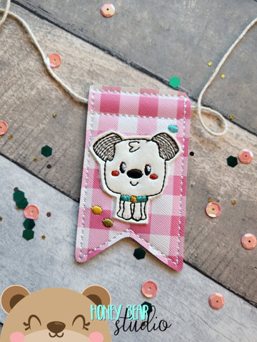 AddiePoo Kawaii Puppy Dog Flag Banner Piece 4x4 DIGITAL DOWNLOAD embroidery file ITH In the Hoop 0422