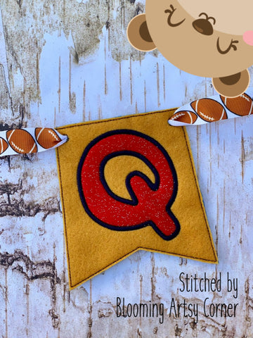 Applique Alphabet Letter Q Party Pumpkin Banner Piece for 4x4, 5x7, DIGITAL DOWNLOAD embroidery file ITH In the Hoop