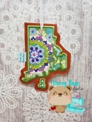Rhode Island State Applique Christmas Ornament MS 4x4 5x7 DIGITAL DOWNLOAD embroidery file ITH In the Hoop