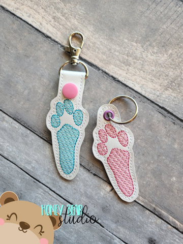 Bunny Rabbit Paw Print Foot Print Snap Tab, Eyelet SET DIGITAL DOWNLOAD embroidery file ITH In the Hoop 0422