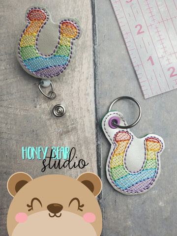 Rainbow HorseShoe Good Luck feltie SET, feltie, charm or zipper pull eyelet for 4x4  DIGITAL DOWNLOAD embroidery file ITH In the Hoop 0223