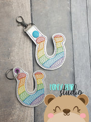 Lucky Charm Rainbow HorseShoe Snap Tab, Eyelet Fob 4x4 SET DIGITAL DOWNLOAD embroidery file ITH In the Hoop 0223