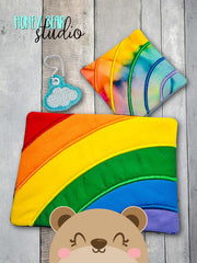 Rainbow Scrap Buster Applique COASTER, Charm, and MUG RUG Set 4x4 5x7 DIGITAL DOWNLOAD embroidery file ITH In the Hoop 0223 04