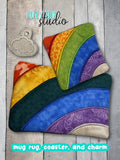 Rainbow Scrap Buster Applique COASTER, Charm, and MUG RUG Set 4x4 5x7 DIGITAL DOWNLOAD embroidery file ITH In the Hoop 0223 04