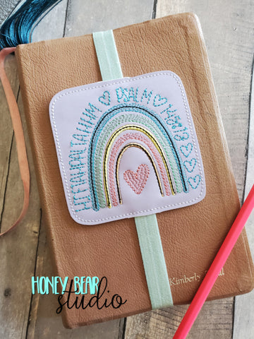 Faithful Rainbow Memory Verse Book Band Bookmark 4x4 DIGITAL DOWNLOAD embroidery file ITH In the Hoop 0122