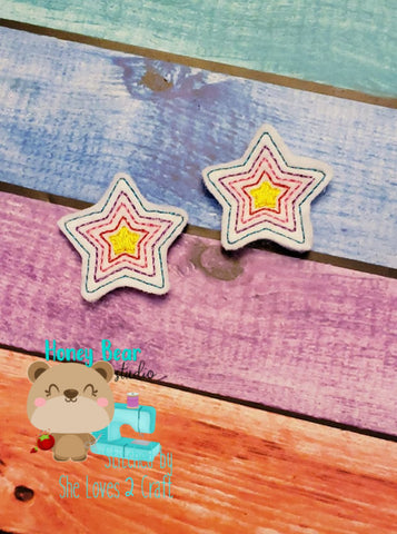 Rainbow Lucky Star feltie SET, feltie, charm or zipper pull eyelet for 4x4  DIGITAL DOWNLOAD embroidery file ITH In the Hoop Aug 2019