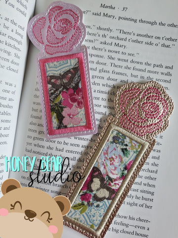Rose Applique Bookmark Regular for 4x4 and 5x7 DIGITAL DOWNLOAD embroidery file ITH In the Hoop 0622