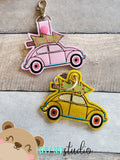 Go Go Christmas Car with Tree Snap Tab, Eyelet Fob 4x4 SET DIGITAL DOWNLOAD embroidery file ITH In the Hoop 1221