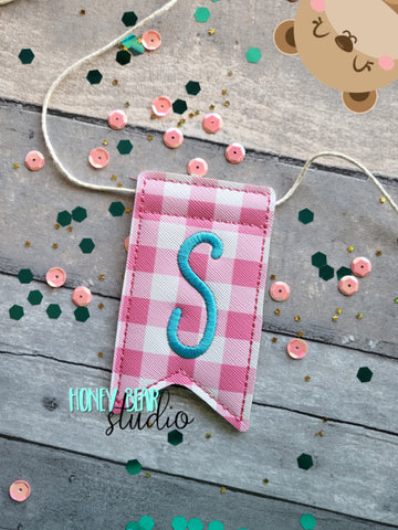 AddiePoo Font Alphabet Letter S Flag Banner Piece 4x4 DIGITAL DOWNLOAD embroidery file ITH In the Hoop 0322