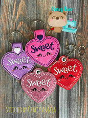 Sweet Heart Valentine snap tab, or eyelet sewing notion for 4x4  DIGITAL DOWNLOAD embroidery file ITH In the Hoop Jan 11 2019