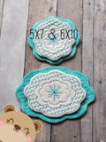 Scalloped Snowflake Round and Oval MUG RUG Set 5x7 and 6x10 DIGITAL DOWNLOAD embroidery file ITH In the Hoop 1221