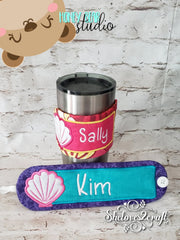 Seashell Beach Applique Mug WRAP 5x7, 6x10 SET DIGITAL DOWNLOAD embroidery file ITH In the Hoop 0522